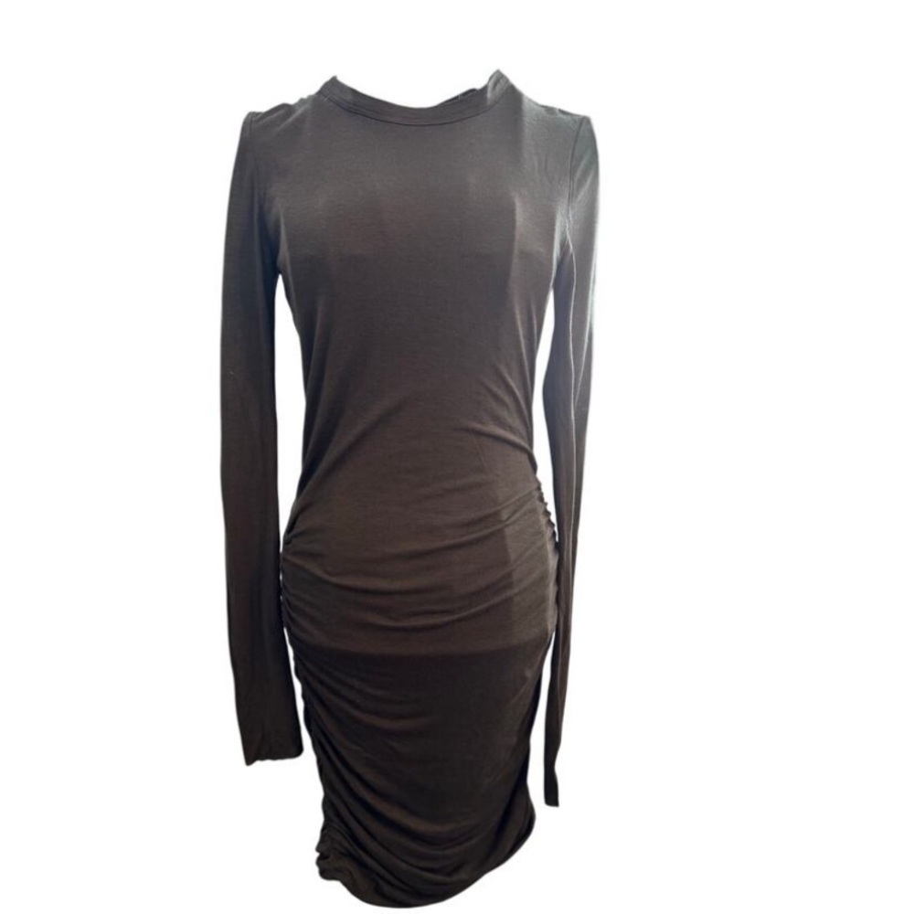 A.L.C Ruched Olive Green Shirt Dress
